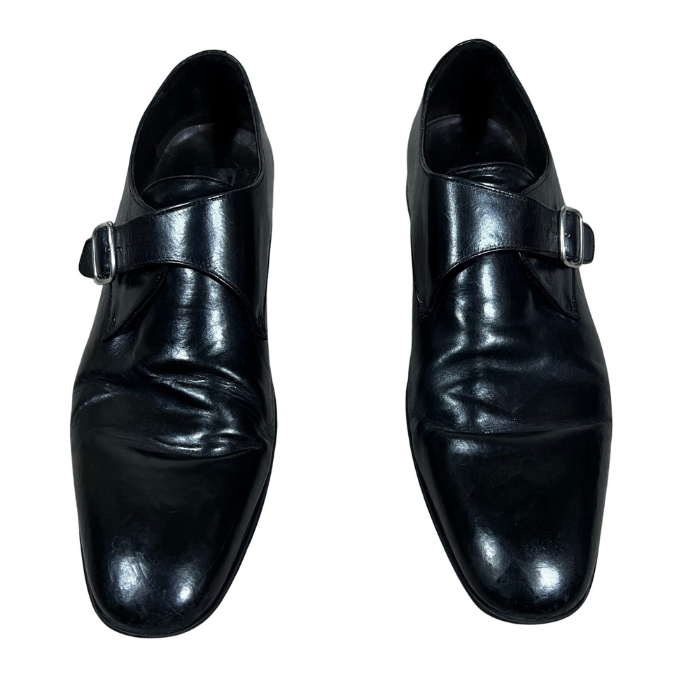 To Boot New York Adam Derrick Monk Strap Plain Toe Loafers Black Leather Size 12